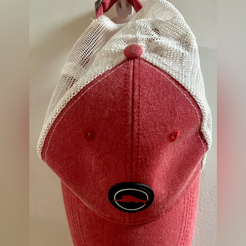 Tommy Bahama Red and White Hat with Textured Fabric